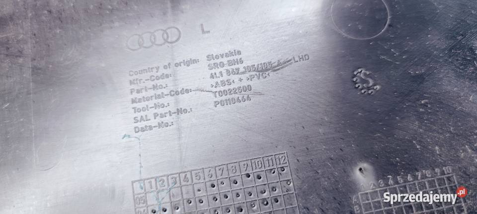 BOCZEK DRZWI L P AUDI Q7 4L 410867105 ALCATARA osobowe