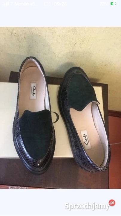 Mokasyny Clarks zielone skórzane 38 Poznań