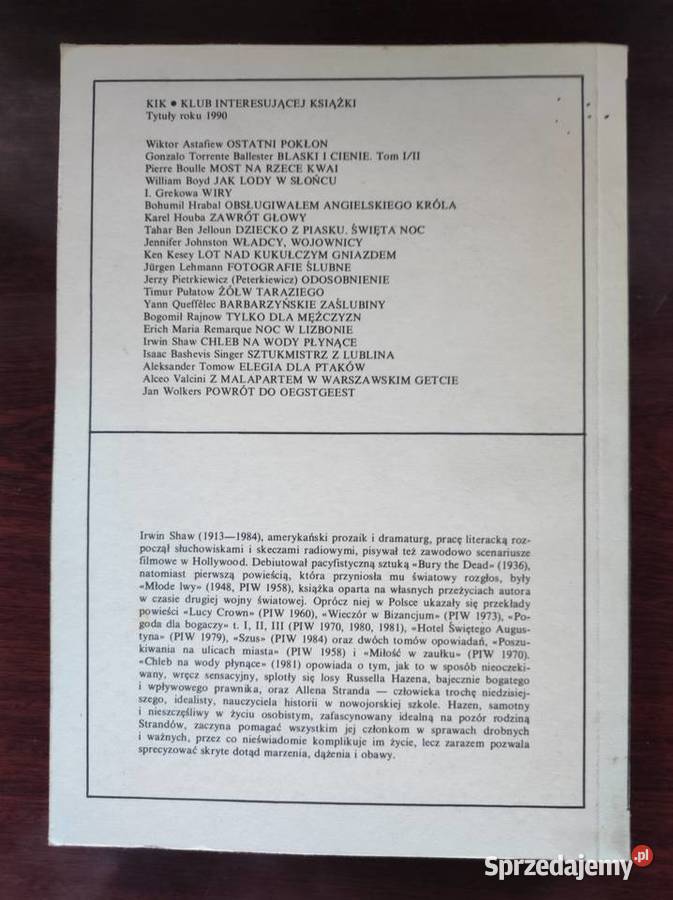 Chleb na wody płynące Irwin Shaw świętokrzyskie Kielce