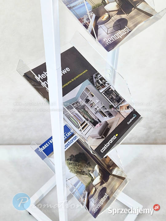 Biały reklamowy stojak na foldery katalogi Łódź sprzedam