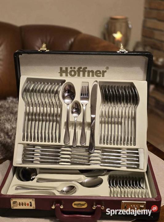 299 Walizka czarno brązowa sztućce Hoffner na 12 Zabrze sprzedam