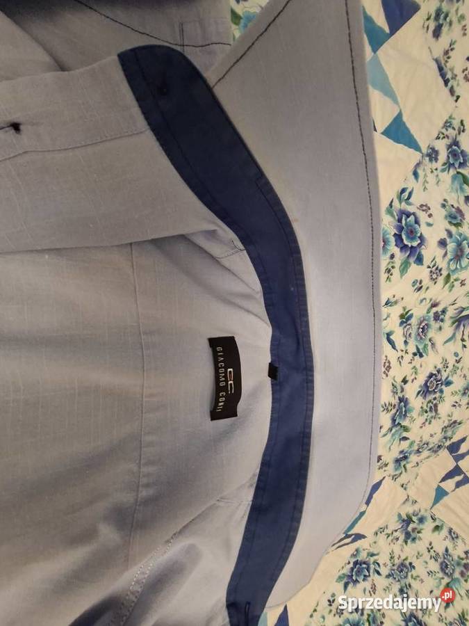 Koszula męska niebieska zgranatowymi łatami Kraków