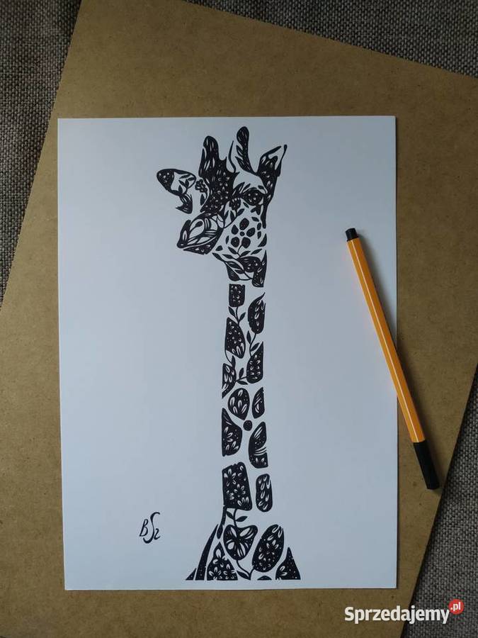 Rysunek żyrafa cienkopis blok t A4 250gm2 Warszawa
