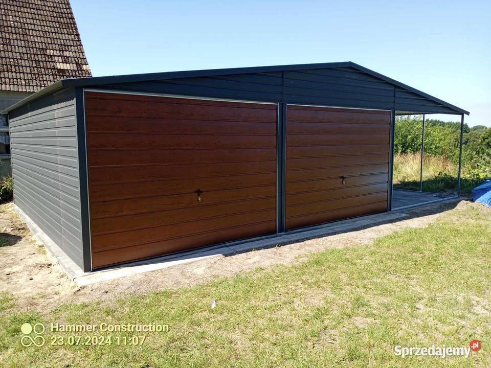 Garaż blaszany wiata Wzmocniony PROFILAMI Giżycko