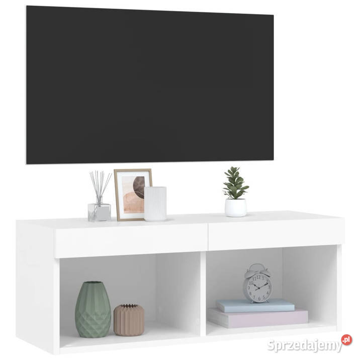 Szafka TV z oświetleniem LED biała 80x30x30 Warszawa
