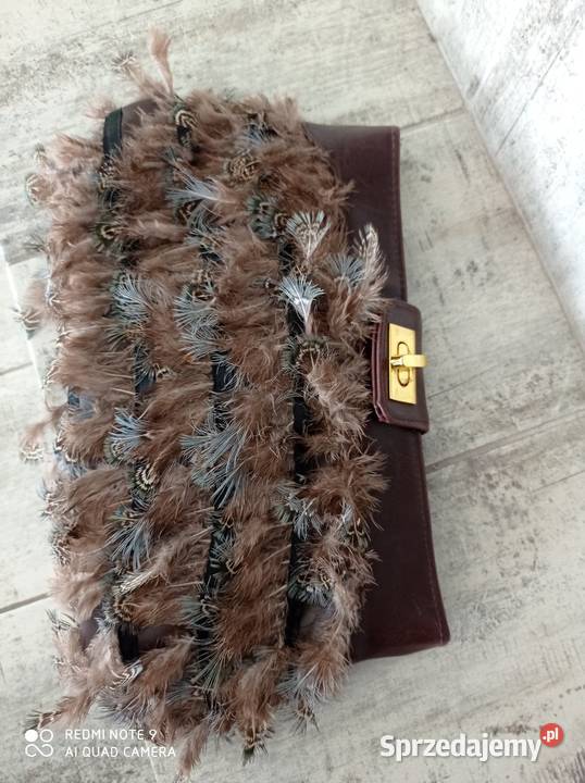 ASOS kopertówka torebka pióra brąz 30cm Lubartów