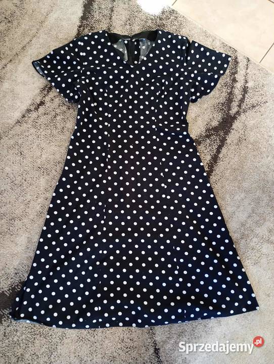 Sukienka damska czarna w białe kropki Inny wzór Biłgoraj