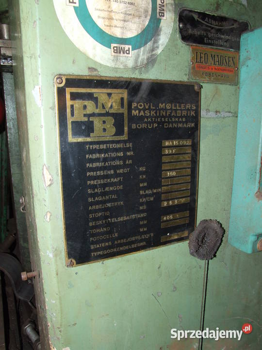 Duńska prasa hydrauliczna PMB 15 ton Produkcja Szczecin