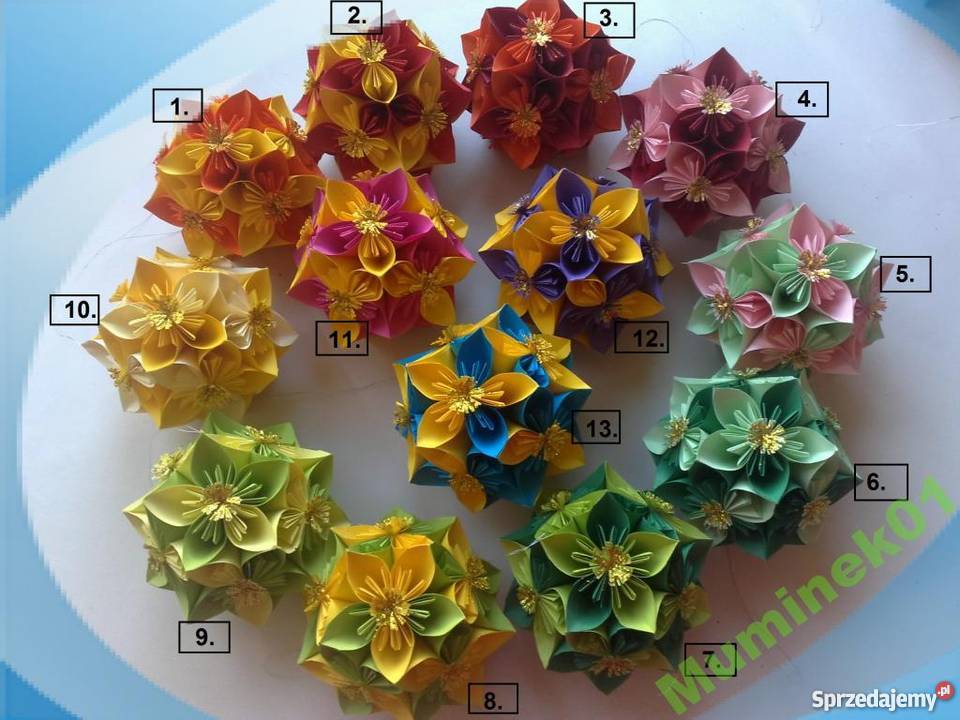 BOMBKI OZDOBY ŚWIĄTECZNE DEKORACJAORIGAMI KUSUDA Brzozów