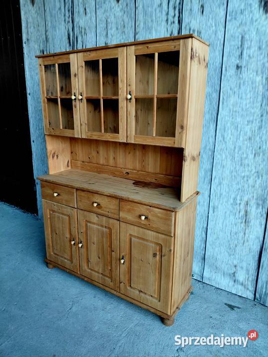 Drewniany kredens lite drewno sosnowe naturalny Byczyna