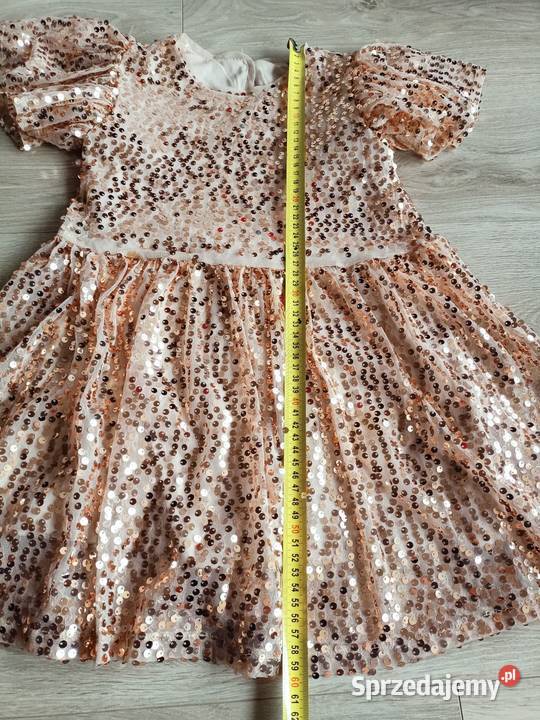 Sukienka dziewczęca złoto beżowa w cekiny 110 mazowieckie sprzedam