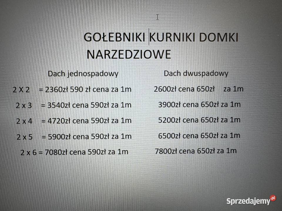 Sprzedam Gołębniki Kurniki Domki Okazyjne ceny Nowy Dwór Mazowiecki