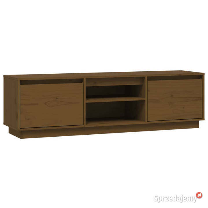 Szafka pod TV miodowy brąz 140x35x40 lite drewno