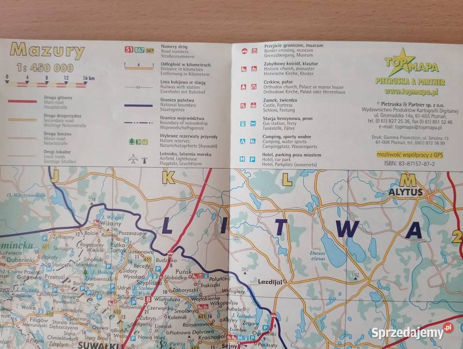 Mapa papierowa MAZURY składana turystyczna Poznań