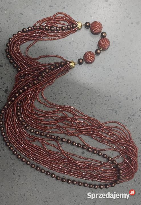 naszyjnik ze szklanych koralików w kolorze pomorskie