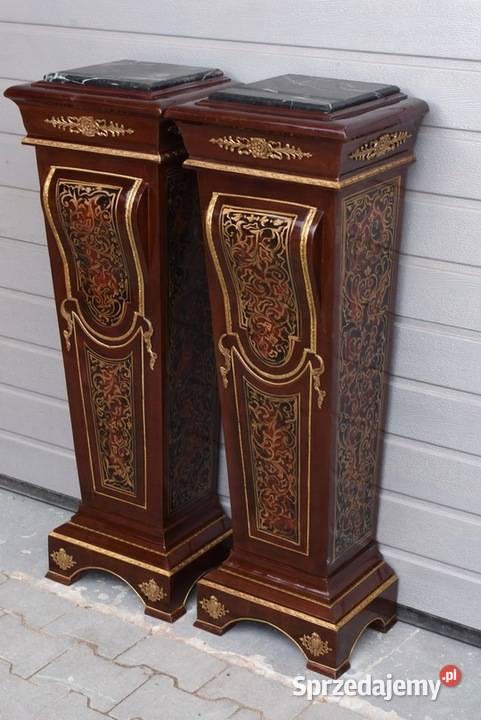 Dwa Postumenty w Stylu Boulle z Malunkami Kraków sprzedam