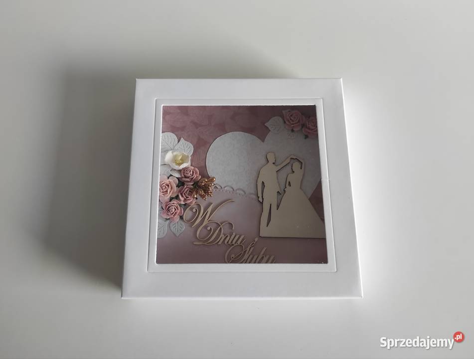 Kartka ręcznie robiona na ślub w pudełeczku łódzkie Łódź