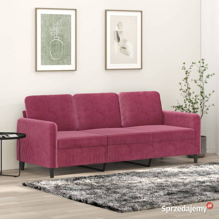 Sofa 3osobowa winna czerwień 180 obita aksamitem Warszawa
