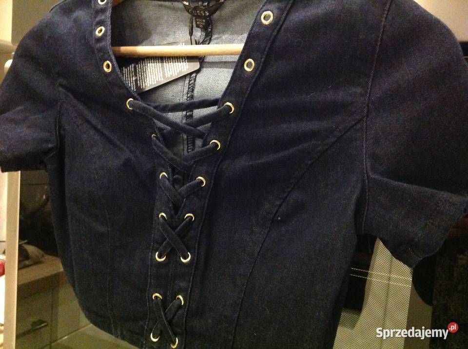 Crop Top Jeans Damski GUESS XS NOWY Topy i koszulki Nowa Sól
