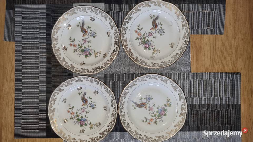 Talerze Z Rajskim Ptakiem głębokie Porcelana wielkopolskie
