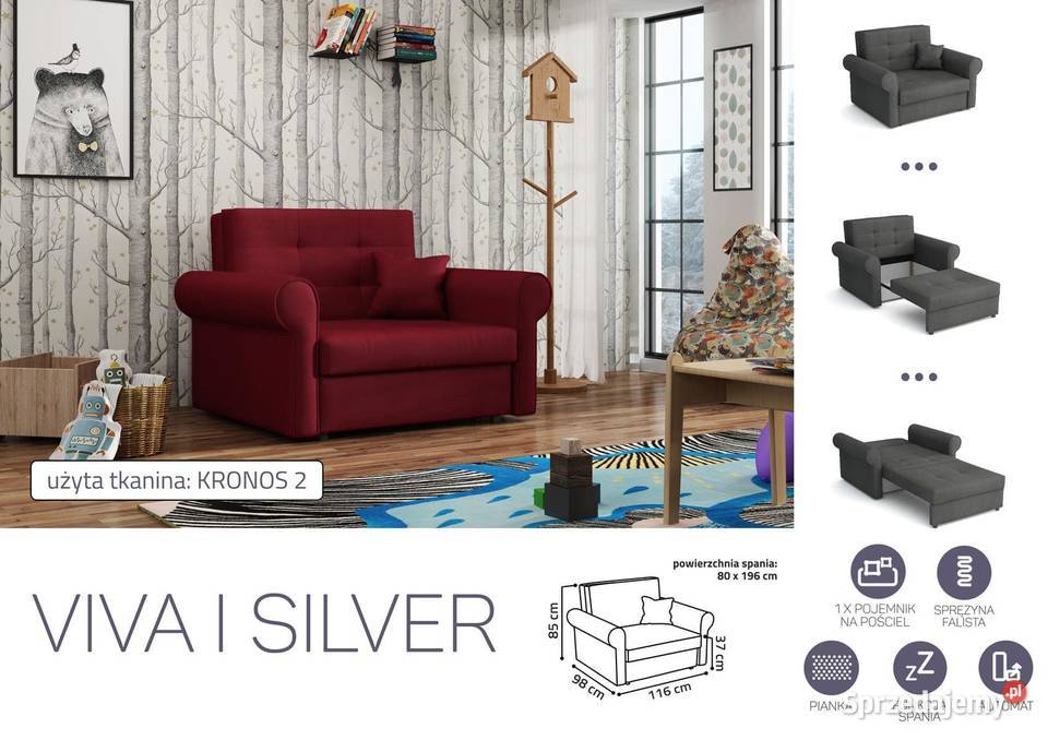 Sofa Viva 1 Silver Darmowa dostawa Wieruszów