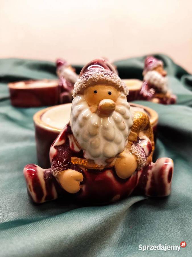 Świeczniki ceramiczne ze Świętym Mikołajem opolskie Głuchołazy sprzedam