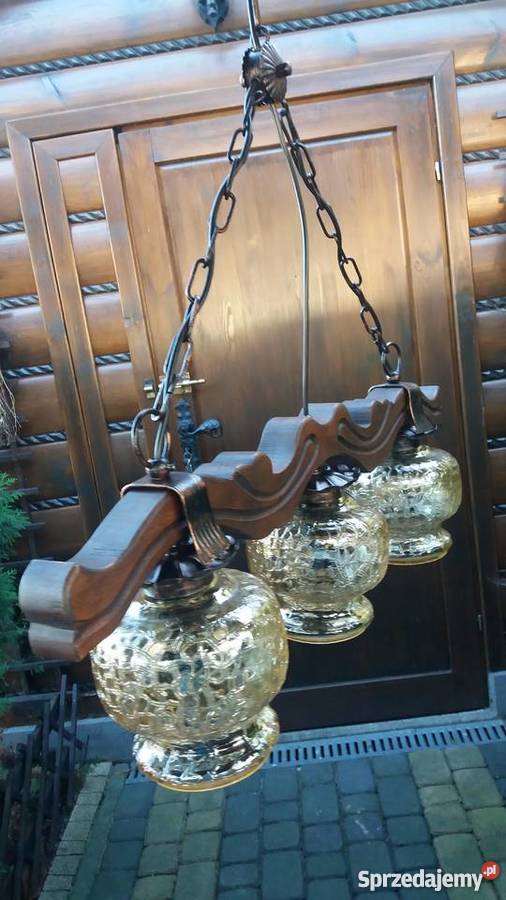 Lampa do altany kuta drewniana antyk Lubień