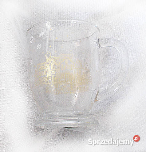 szklany kubek z domkami pejzaż szklanka we wzory przezroczysty kujawsko-pomorskie Bydgoszcz