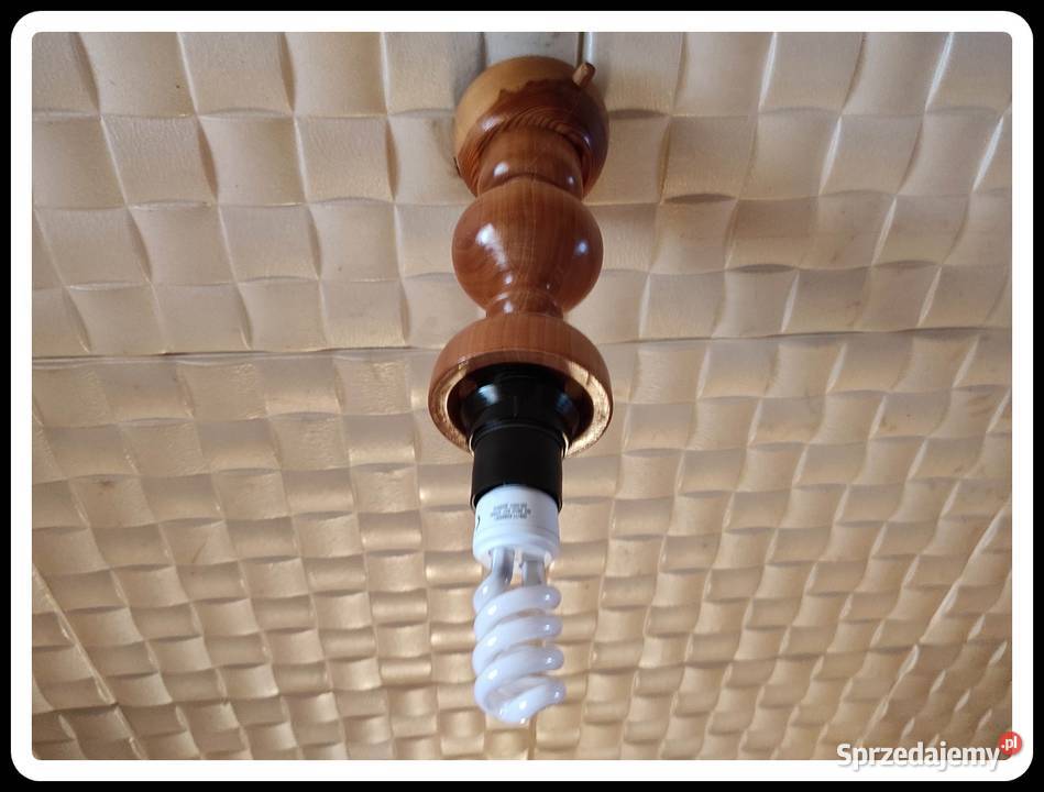 Drewniana lampa zdobiona bez klosza mazowieckie Płock sprzedam