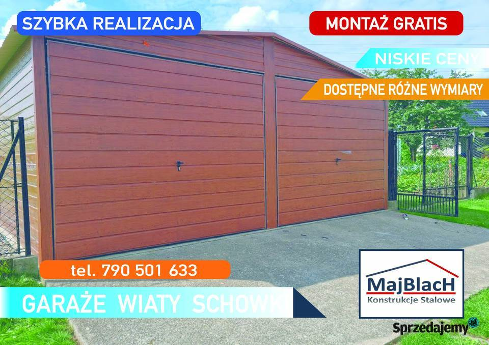 Garaż Blaszany Drewnopodobny PRODUCENTA Garaże Mogilno