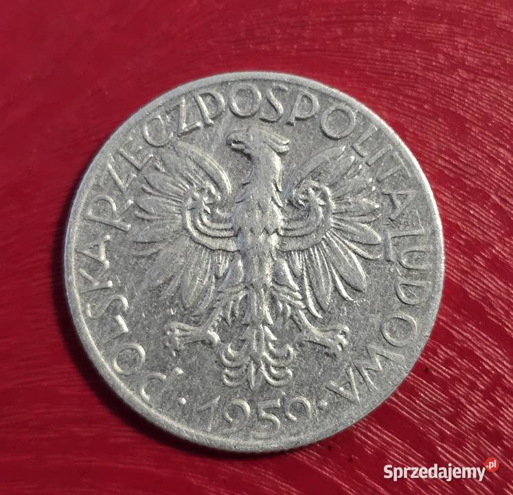 Moneta 5 z RYBAKIEM 1959r Stan oryginalny nie Busko-Zdrój