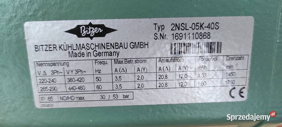 Sprężarka chłodnicza Bitzer CO2 2NSL05K 133 m3h opolskie