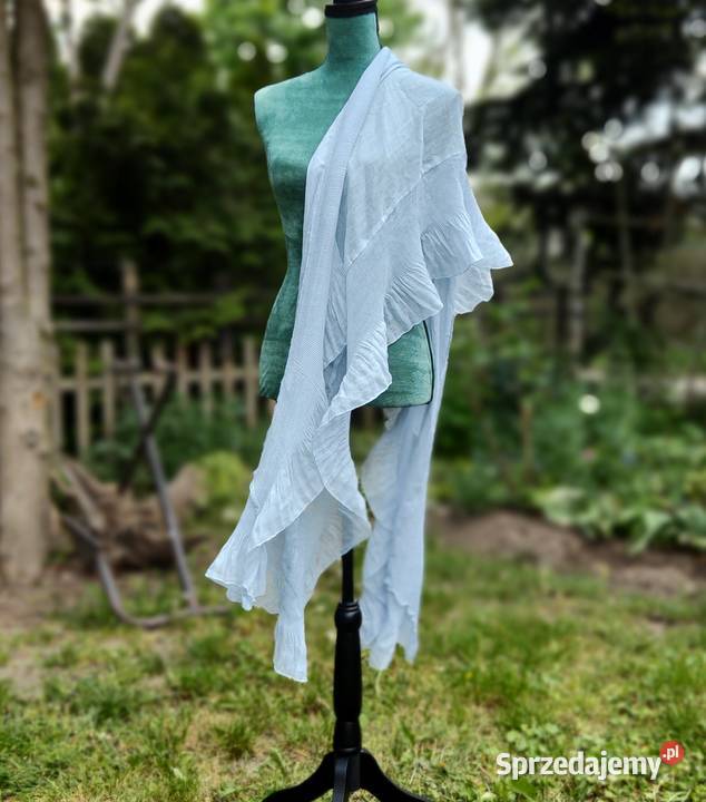 Długi niebieski szal HM błękitny szalik chusta zachodniopomorskie Szczecin