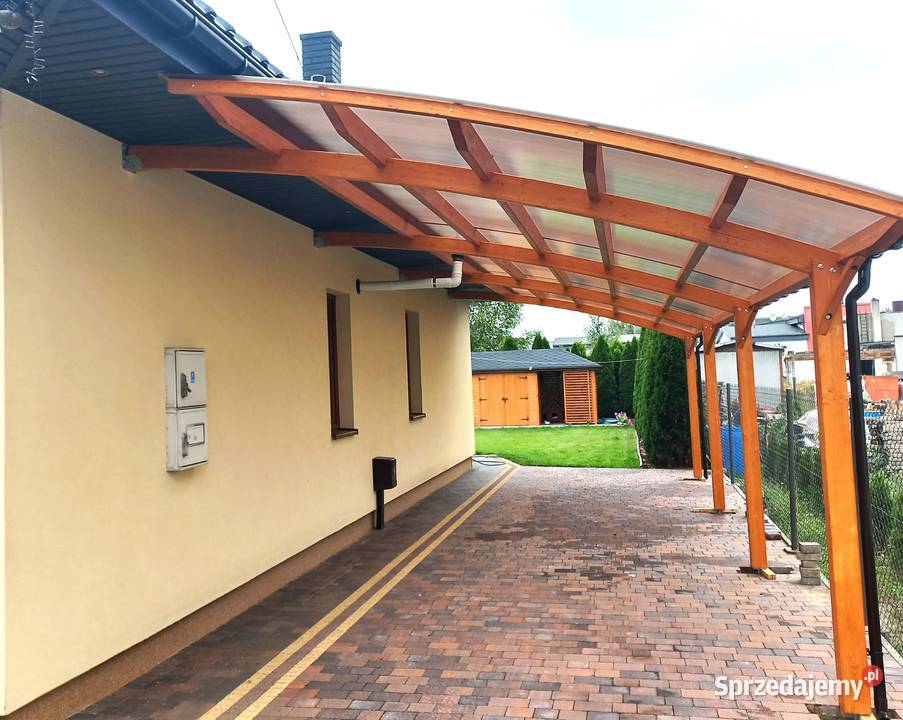 Zadaszenie tarasu drewno BSH poliwęglan Ogród Murowana Goślina