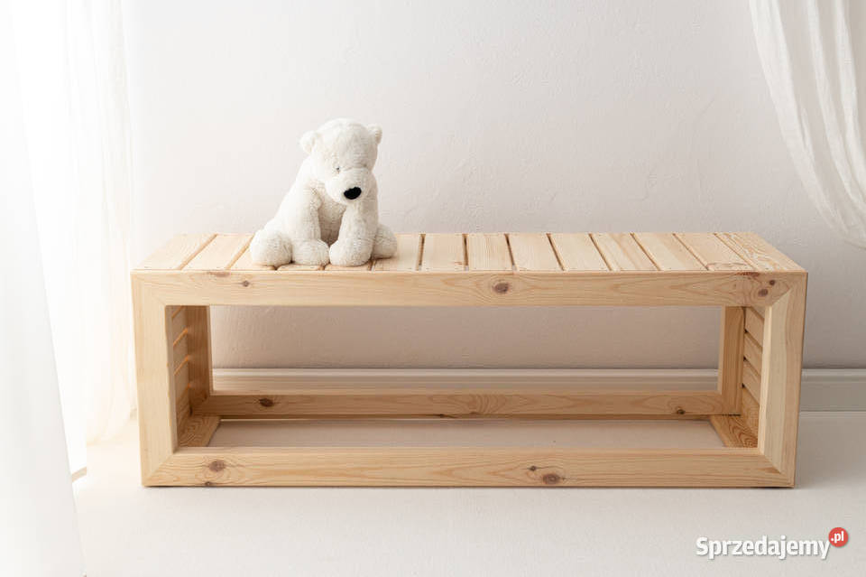 Ławka z litego drewna w stylu skandynawskim 132cm Kalety