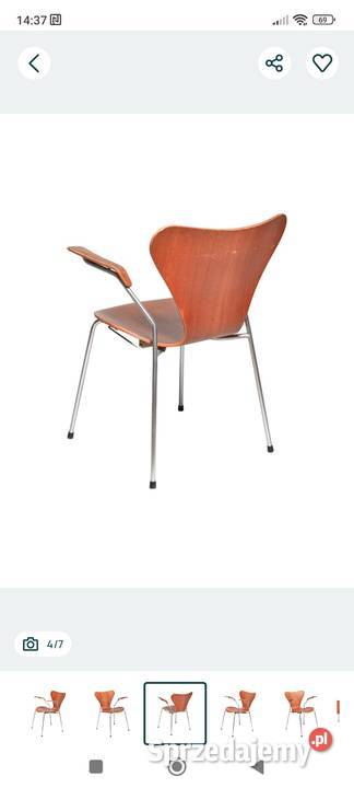 Krzesla Teak 3107 projektu Arne Jacobsena Fritza
