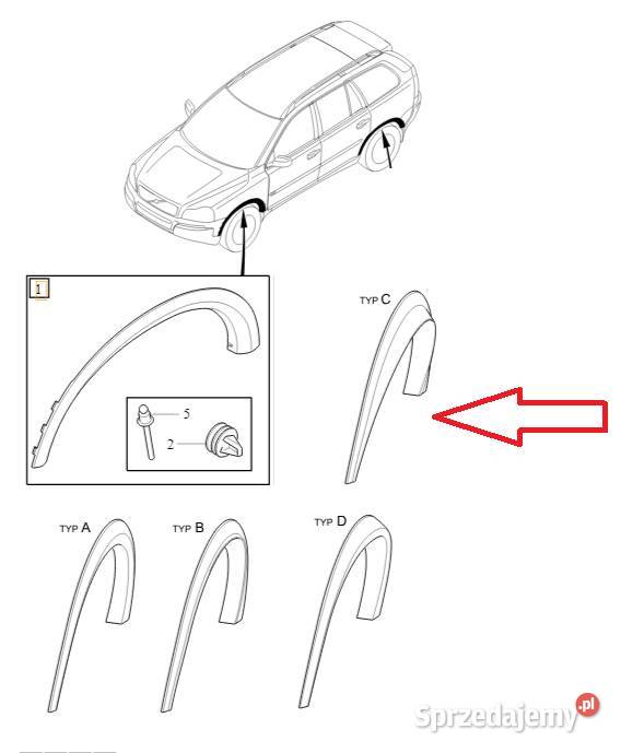 VOLVO XC90 I przednia prawa owiewka blotnika OE Bielany Wrocławskie