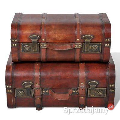 vidaXL Drewniane kufry vintage, brązowe, 2 szt.