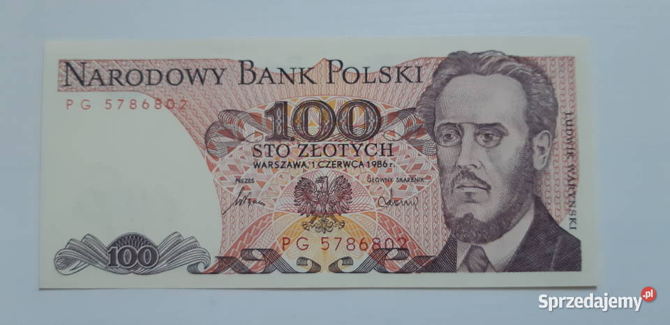 100 PG 1986 UNC  Ludwik Waryński