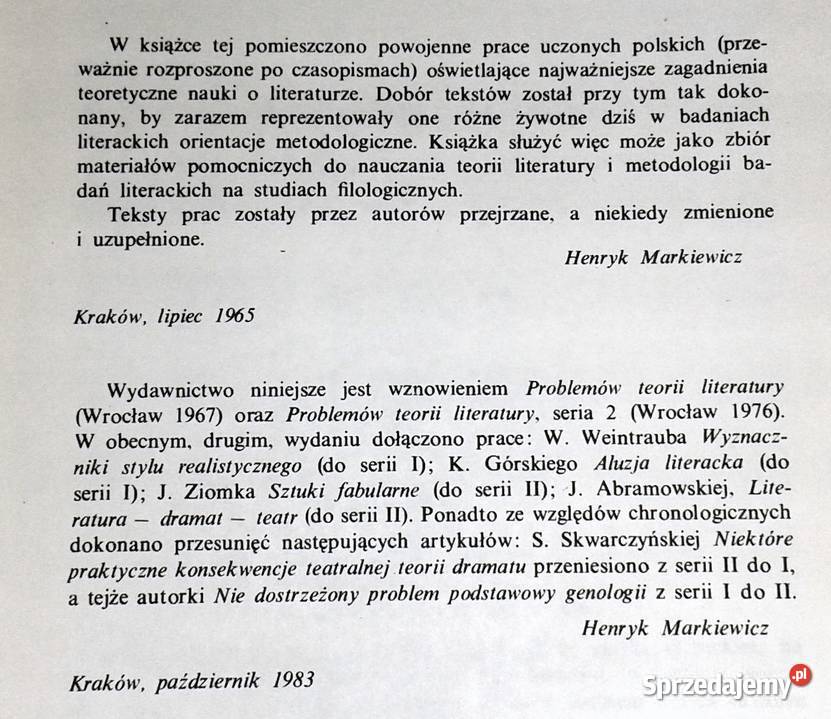 Problemy teorii literatury Tomy 1 Henryk Chełm