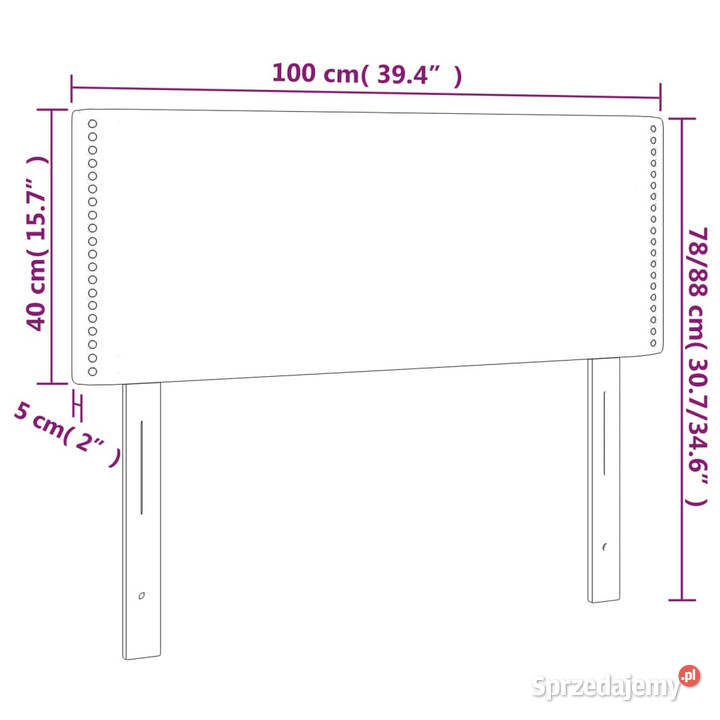 Zagłówek do łóżka z LED jasnoszary 100x5x7888 Warszawa