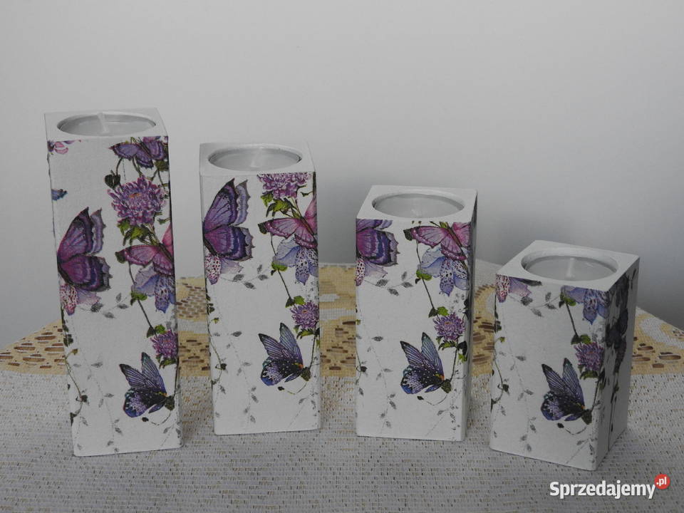 Wieczne świeczniki zestaw handmade drewniane śląskie Bytom