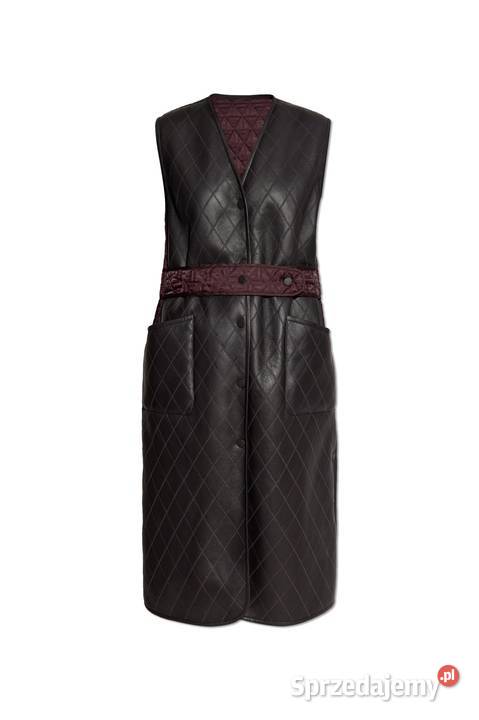Fioletowa Długa ocieplana kamizelka ze skórzanym czarny Świdnica