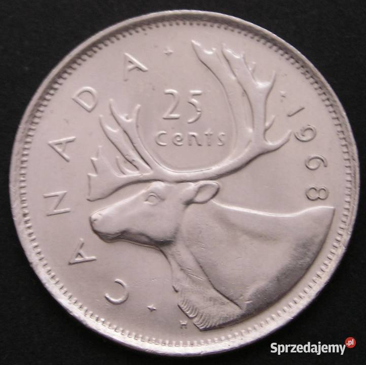 KANADA 25 CENTÓW 1968 ŁOŚ ELŻBIETA II STAN 2 Łódź