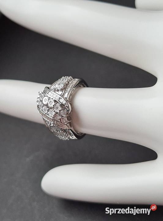 Pierścionek srebro rodowane 925 diamenty Otwock