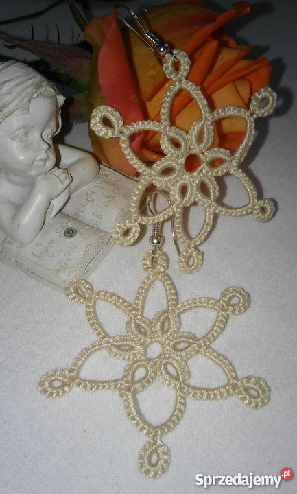 Kolczyki Frywolitkowe Wiśniowa