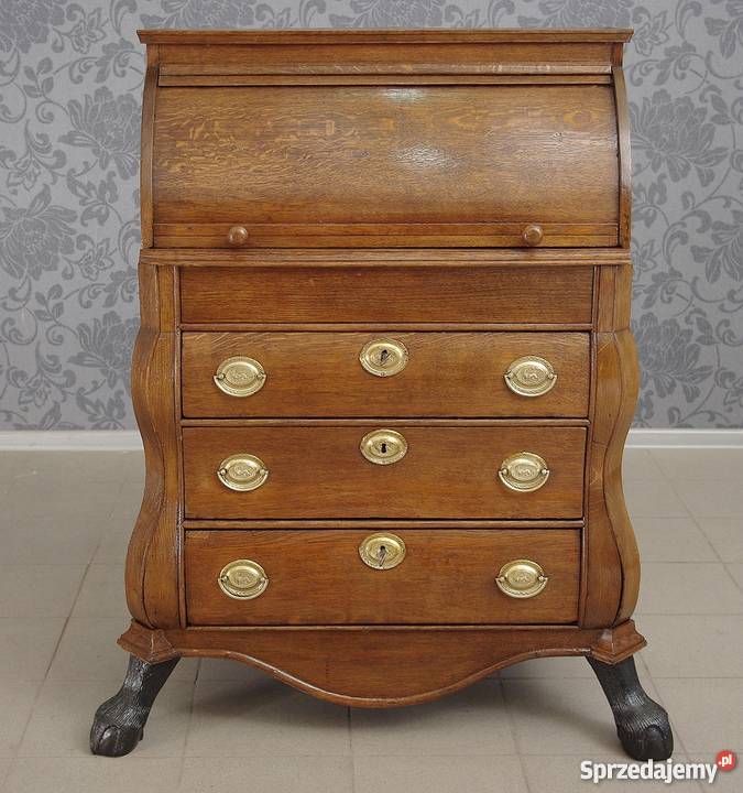 Sekretarzyk barokowy biurko cylindryczne opolskie Nysa