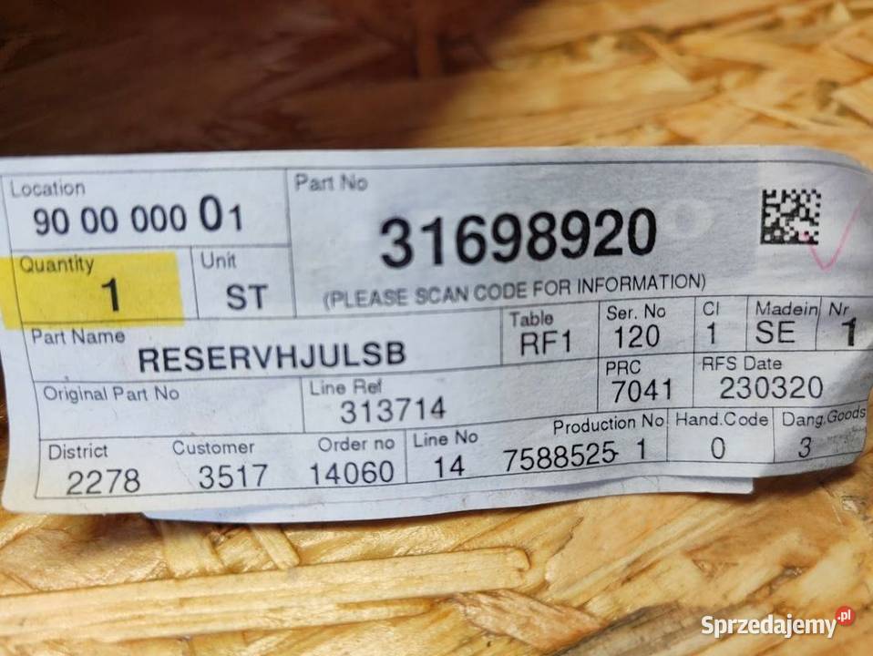 Gniazdo Koła Zapasowego Podłoga Bagażnika Volvo Pleszew