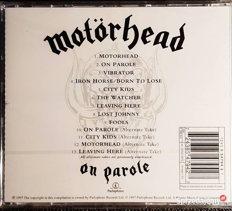Kultowy Album CD CD MOTORHEAD Album ON PAROLE Katowice