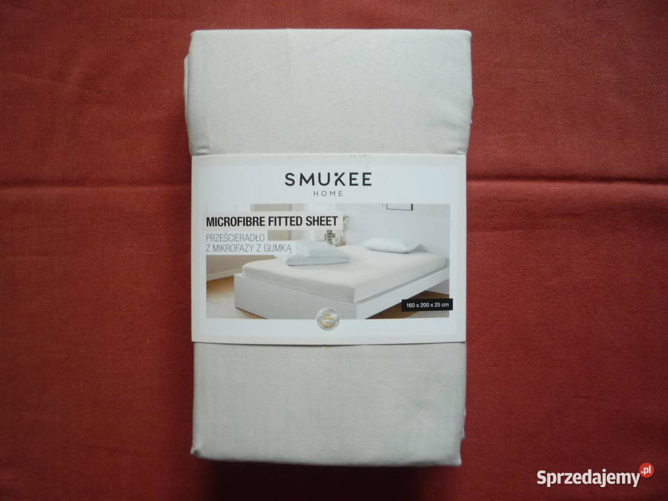 Smukee Beżowe Prześcieradło z gumką 160x200x25